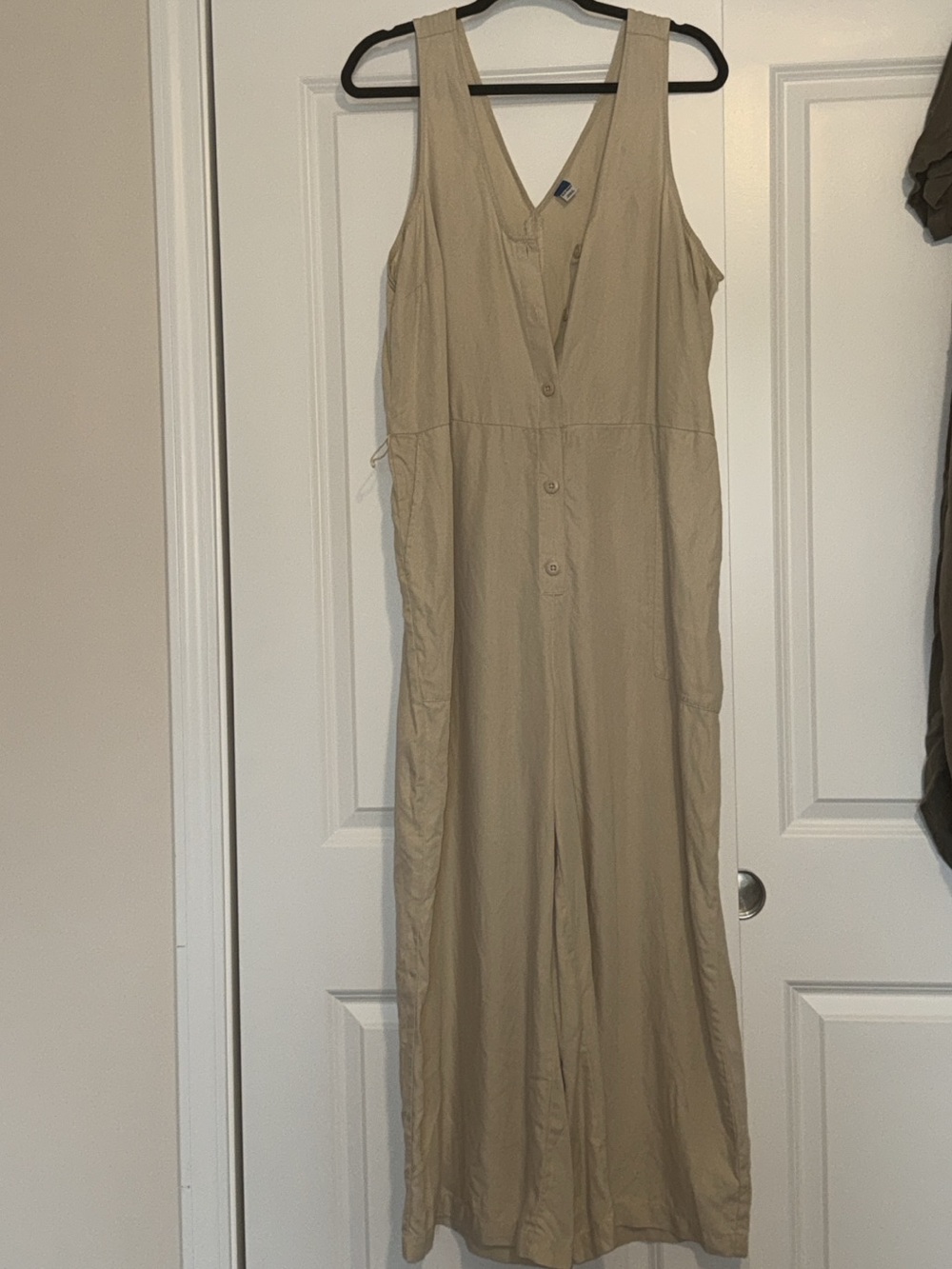 Old Navy Beige Sleeveless Button-Front Jumpsuit